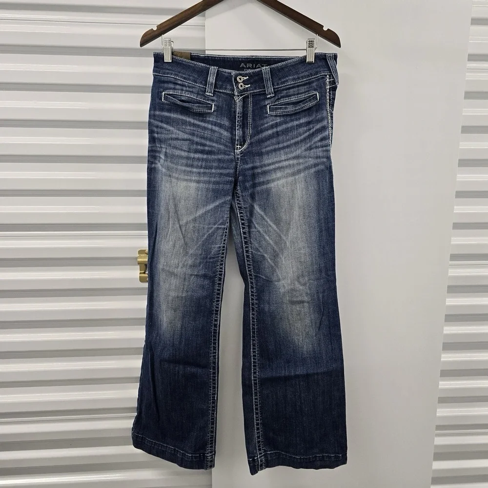 Ariat Denim Trouser Jeans Women 32x29 Medium Wash Bootcut Western Stretch